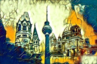 Berlin sanat eskizi çizimi eğlenceli tasarım antika retro