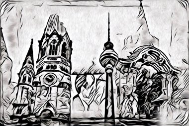 Berlin sanat eskizi çizimi eğlenceli tasarım antika retro