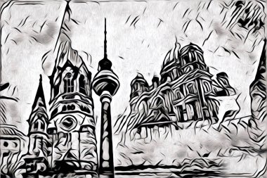 Berlin sanat eskizi çizimi eğlenceli tasarım antika retro
