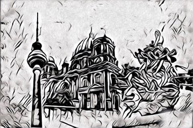 Berlin sanat eskizi çizimi eğlenceli tasarım antika retro