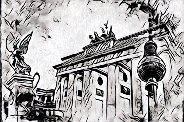 Berlin sanat eskizi çizimi eğlenceli tasarım antika retro