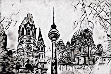 Berlin sanat eskizi çizimi eğlenceli tasarım antika retro