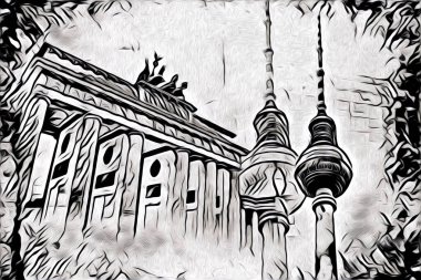 Berlin sanat eskizi çizimi eğlenceli tasarım antika retro