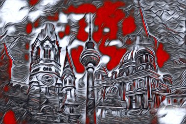 Berlin sanat eskizi çizimi eğlenceli tasarım antika retro