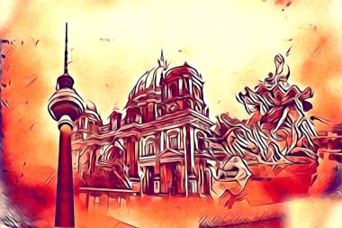 Berlin sanat eskizi çizimi eğlenceli tasarım antika retro
