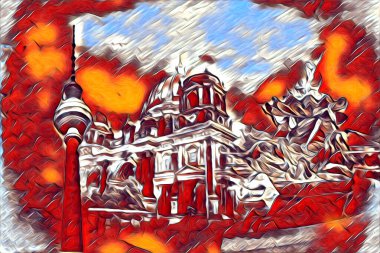 Berlin sanat eskizi çizimi eğlenceli tasarım antika retro