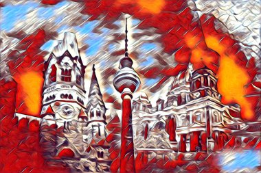 Berlin sanat eskizi çizimi eğlenceli tasarım antika retro