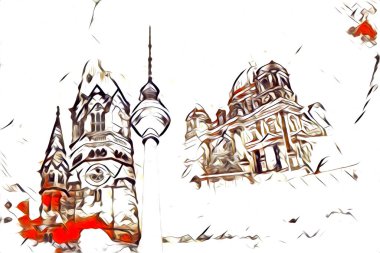 Berlin sanat eskizi çizimi eğlenceli tasarım antika retro