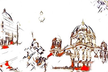 Berlin sanat eskizi çizimi eğlenceli tasarım antika retro