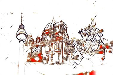 Berlin sanat eskizi çizimi eğlenceli tasarım antika retro