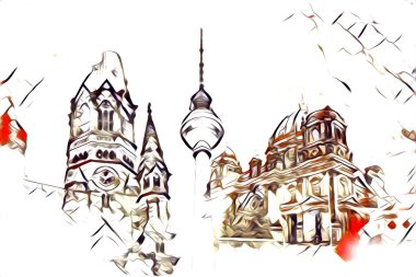 Berlin sanat eskizi çizimi eğlenceli tasarım antika retro