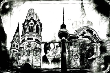 Berlin sanat eskizi çizimi eğlenceli tasarım antika retro