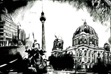 Berlin sanat eskizi çizimi eğlenceli tasarım antika retro