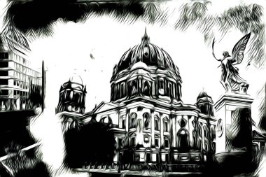 Berlin sanat eskizi çizimi eğlenceli tasarım antika retro