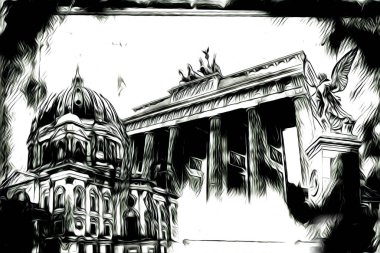 Berlin sanat eskizi çizimi eğlenceli tasarım antika retro