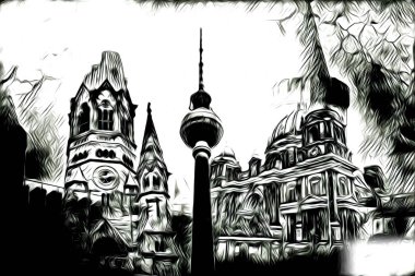 Berlin sanat eskizi çizimi eğlenceli tasarım antika retro
