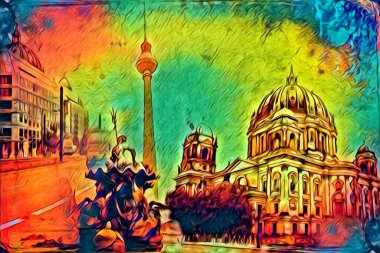 Berlin sanat eskizi çizimi eğlenceli tasarım antika retro