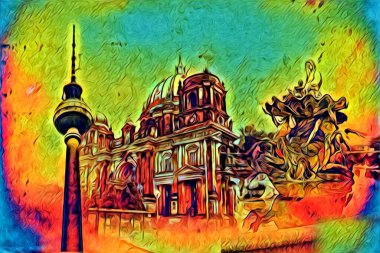 Berlin sanat eskizi çizimi eğlenceli tasarım antika retro