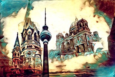 Berlin sanat eskizi çizimi eğlenceli tasarım antika retro