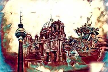 Berlin sanat eskizi çizimi eğlenceli tasarım antika retro