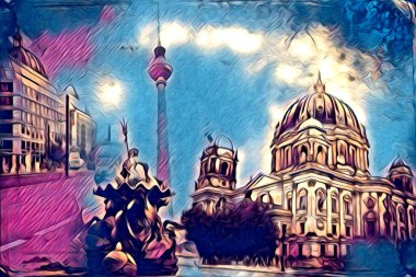 Berlin sanat eskizi çizimi eğlenceli tasarım antika retro
