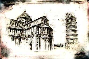 Pisa sanat eskizi çizimi eğlenceli tasarım antika eski sanat fotoğrafçılığı