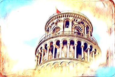 Pisa sanat eskizi çizimi eğlenceli tasarım antika eski sanat fotoğrafçılığı