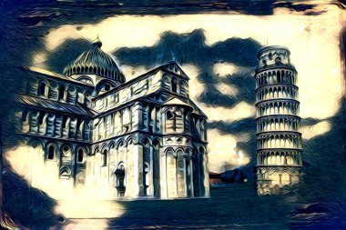 Pisa sanat eskizi çizimi eğlenceli tasarım antika eski sanat fotoğrafçılığı