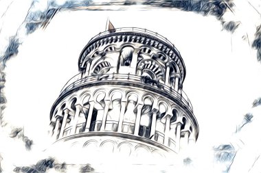 Pisa sanat eskizi çizimi eğlenceli tasarım antika eski sanat fotoğrafçılığı