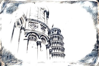 Pisa sanat eskizi çizimi eğlenceli tasarım antika eski sanat fotoğrafçılığı