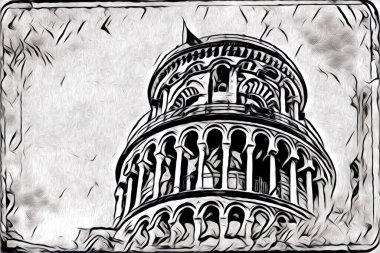 Pisa sanat eskizi çizimi eğlenceli tasarım antika eski sanat fotoğrafçılığı