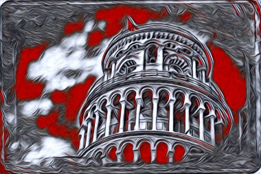 Pisa sanat eskizi çizimi eğlenceli tasarım antika eski sanat fotoğrafçılığı