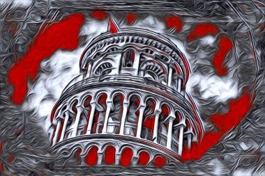 Pisa sanat eskizi çizimi eğlenceli tasarım antika eski sanat fotoğrafçılığı