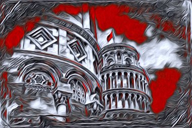 Pisa sanat eskizi çizimi eğlenceli tasarım antika eski sanat fotoğrafçılığı