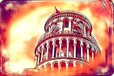 Pisa sanat eskizi çizimi eğlenceli tasarım antika eski sanat fotoğrafçılığı