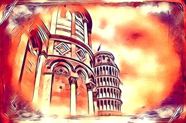Pisa sanat eskizi çizimi eğlenceli tasarım antika eski sanat fotoğrafçılığı