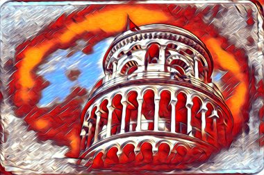 Pisa sanat eskizi çizimi eğlenceli tasarım antika eski sanat fotoğrafçılığı