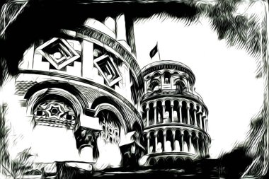 Pisa sanat eskizi çizimi eğlenceli tasarım antika eski sanat fotoğrafçılığı