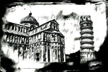 Pisa sanat eskizi çizimi eğlenceli tasarım antika eski sanat fotoğrafçılığı