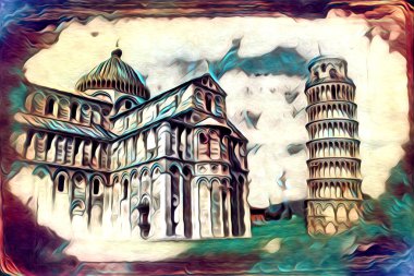 Pisa sanat eskizi çizimi eğlenceli tasarım antika eski sanat fotoğrafçılığı