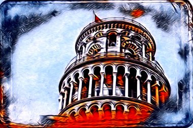 Pisa sanat eskizi çizimi eğlenceli tasarım antika eski sanat fotoğrafçılığı