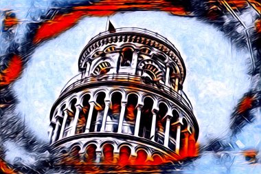 Pisa sanat eskizi çizimi eğlenceli tasarım antika eski sanat fotoğrafçılığı