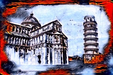 Pisa sanat eskizi çizimi eğlenceli tasarım antika eski sanat fotoğrafçılığı