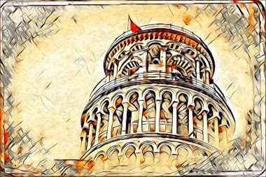 Pisa sanat eskizi çizimi eğlenceli tasarım antika eski sanat fotoğrafçılığı