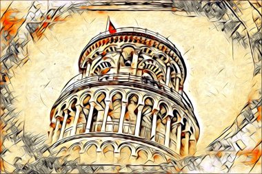 Pisa sanat eskizi çizimi eğlenceli tasarım antika eski sanat fotoğrafçılığı