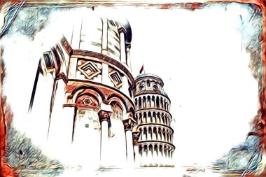 Pisa sanat eskizi çizimi eğlenceli tasarım antika eski sanat fotoğrafçılığı