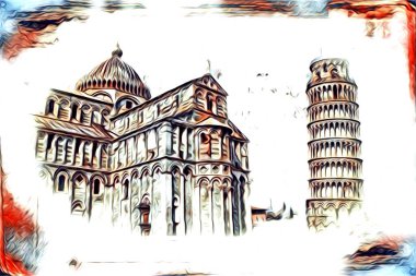 Pisa sanat eskizi çizimi eğlenceli tasarım antika eski sanat fotoğrafçılığı