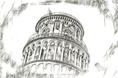 Pisa sanat eskizi çizimi eğlenceli tasarım antika eski sanat fotoğrafçılığı