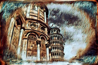 Pisa sanat eskizi çizimi eğlenceli tasarım antika eski sanat fotoğrafçılığı