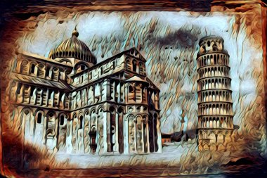 Pisa sanat eskizi çizimi eğlenceli tasarım antika eski sanat fotoğrafçılığı